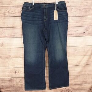 New! Eddie Bauer Straight Jeans Womens 24W Blue Dark Wash Stretch 42x32 Denim
